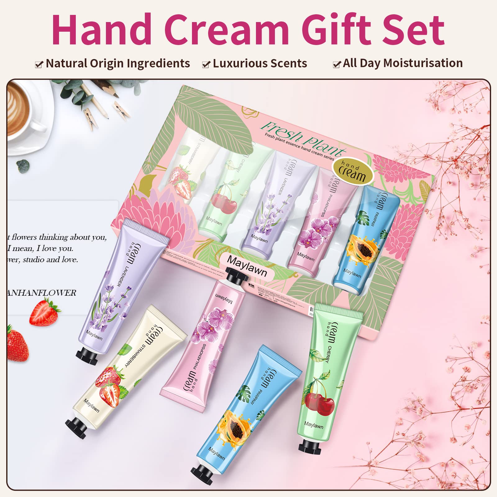 Maylawn Hand Cream, 5 x 30ml, Hand Cream Gift Sets, Pack of 5, Vegan Friendly and Cruelty Free, Perfect for Birthday Mothers day Gifts idea For Her/Him