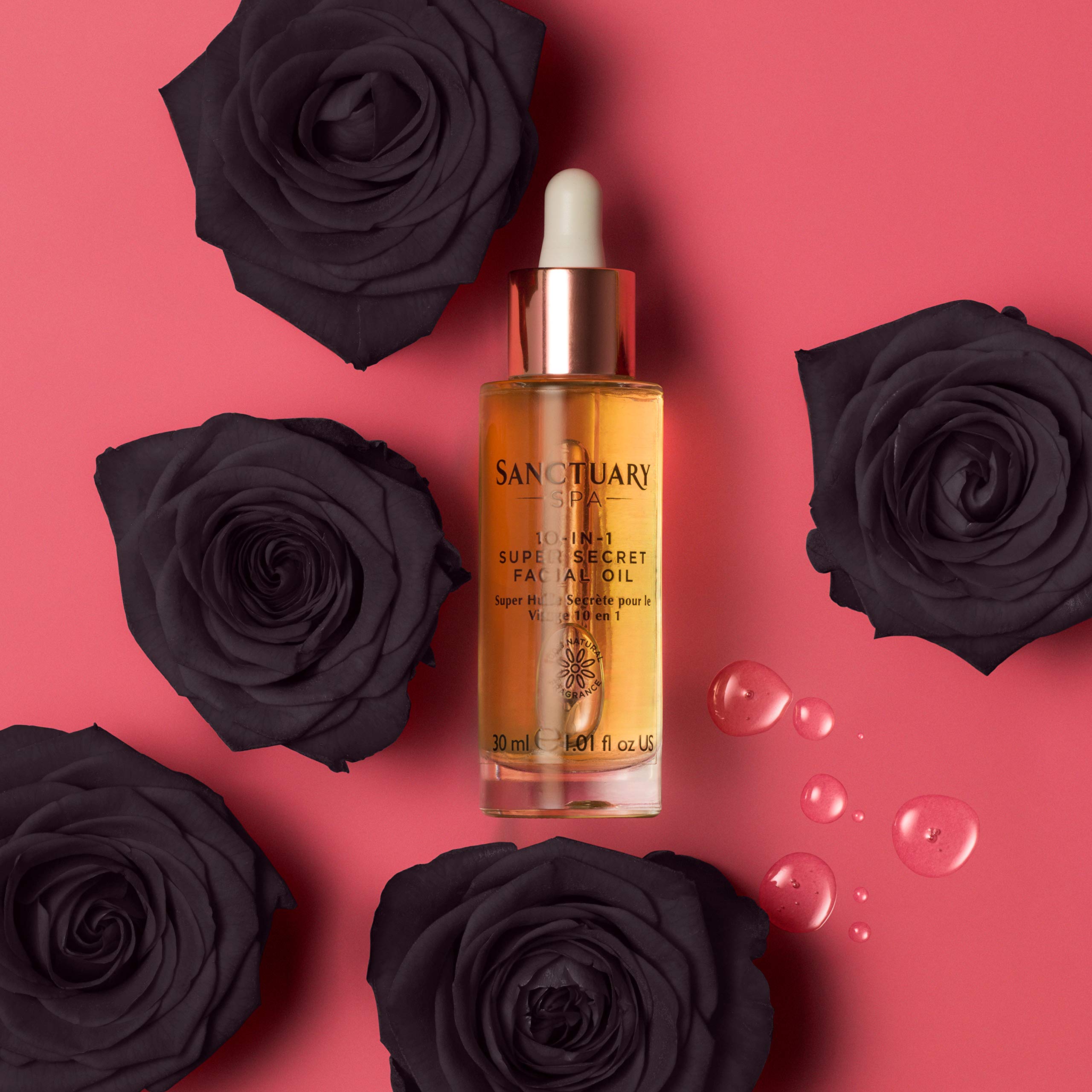 Sanctuary Spa Facial Oil, 10-in-1 Super Secret Facial Oil, Infused with Black Rose, Vegan, 30 ml