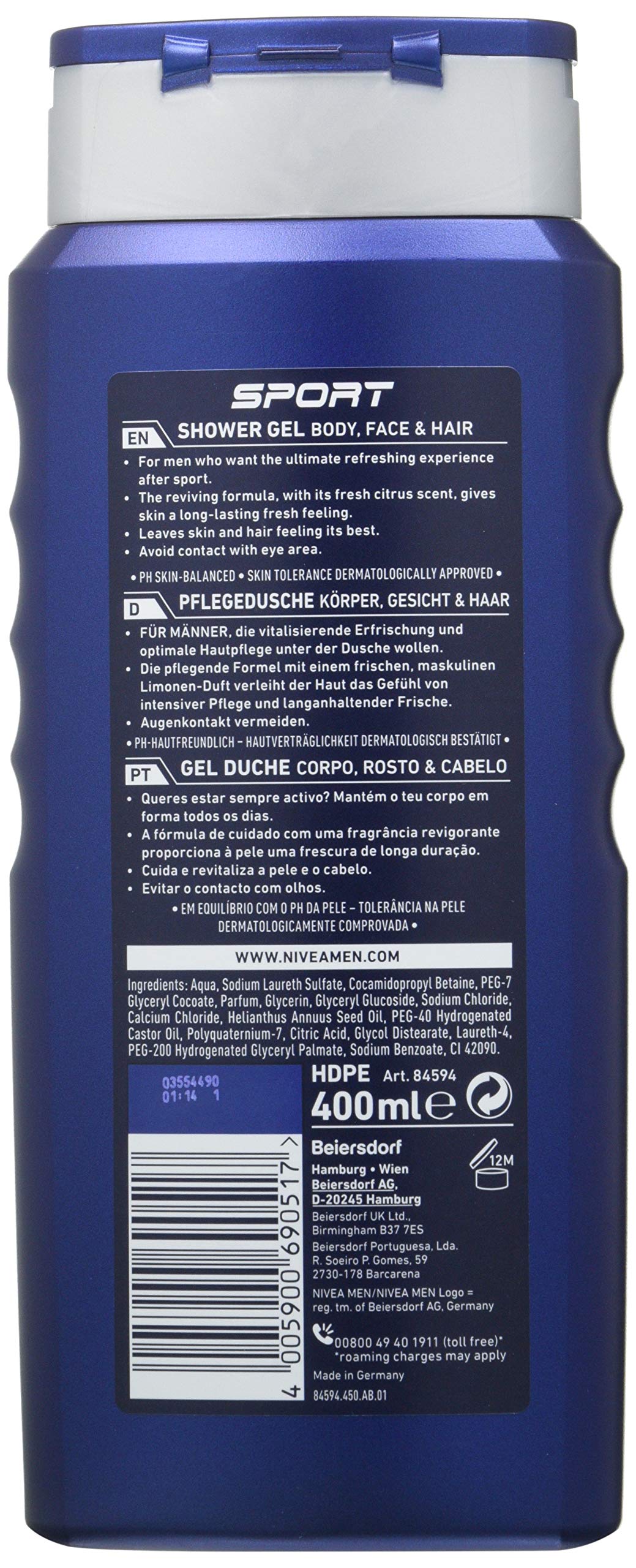 NIVEA MEN Sport All-in-One Shower Gel 400ml