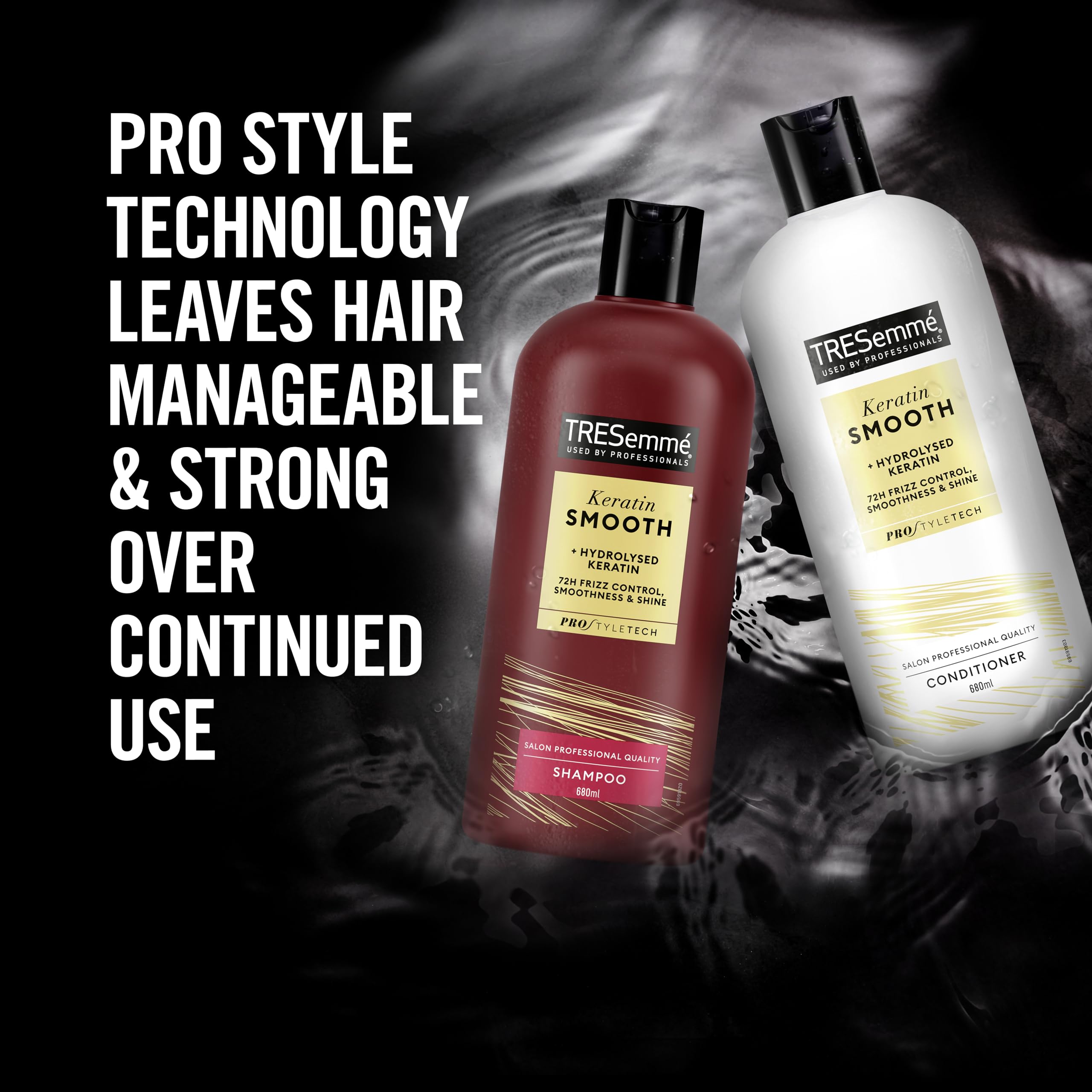 1xTRESemmé Keratin Smooth Shampoo 680 ml & 1x TRESemmé Keratin Smooth Conditioner for 72h frizz control, smoothness & shine 680 ml 2 piece