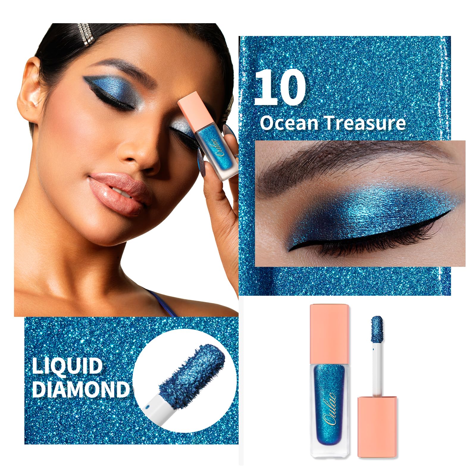 Oulac Ocean Treasure Glitter Eyeshadow & Eyeliner - Metallic Blue