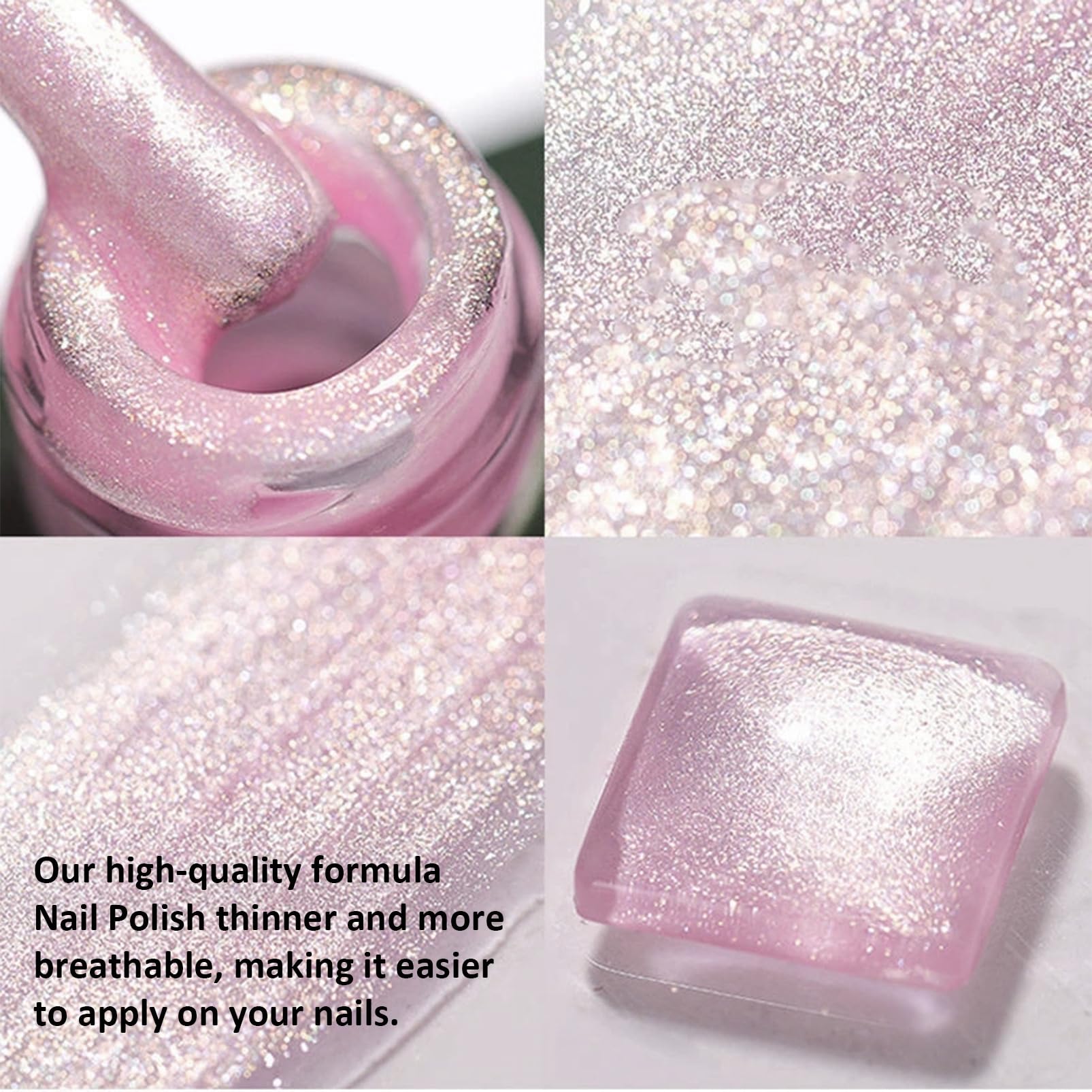 Pearl Shimmer Nail Polish - Light Pink Mermaid Nail Varnish, Pearlescent Shell Glitter - Quick Dry Long Lasting Breathable Nail Art Decoration - No UV Needed 10ml (TM347)