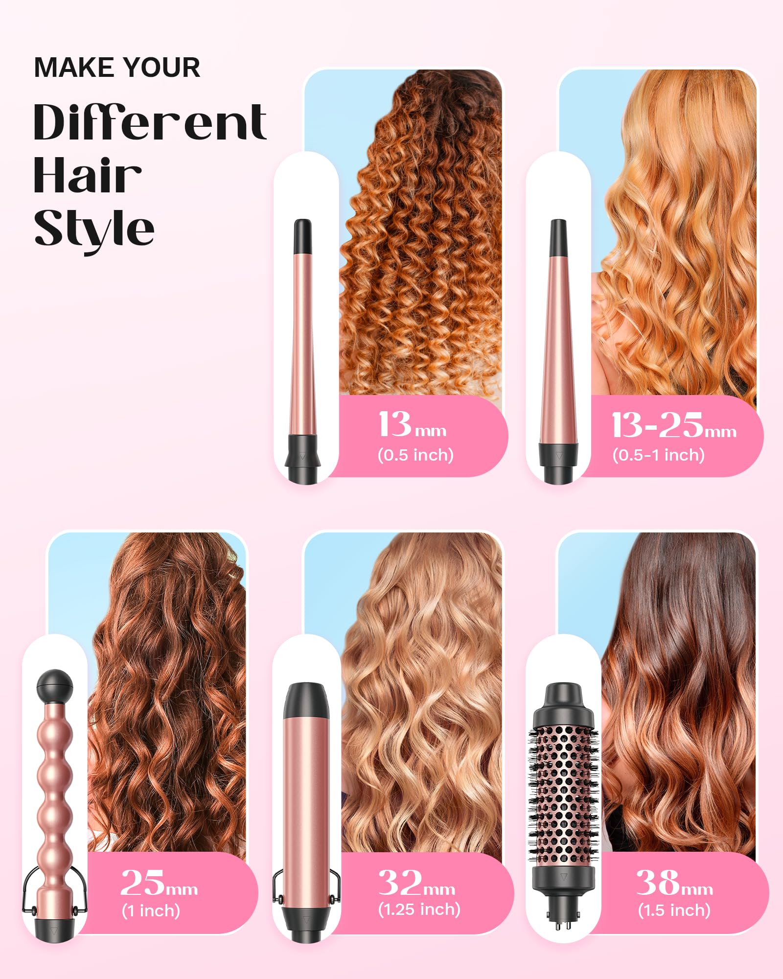 Wavytalk 5 in 1 Curling Wand Set with Interchangeable Wands