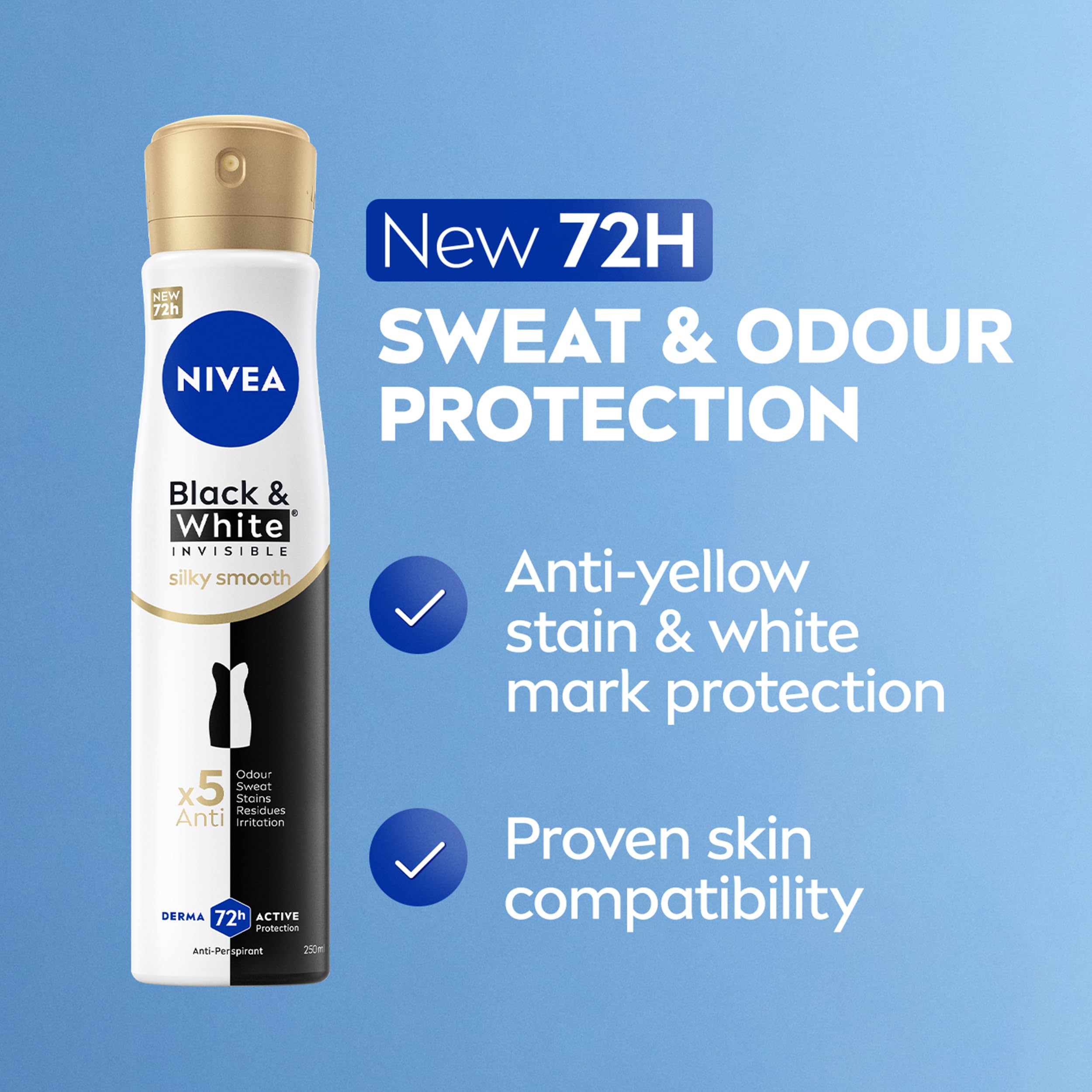 NIVEA Black & White Silky Smooth Anti-Perspirant Spray 250ml