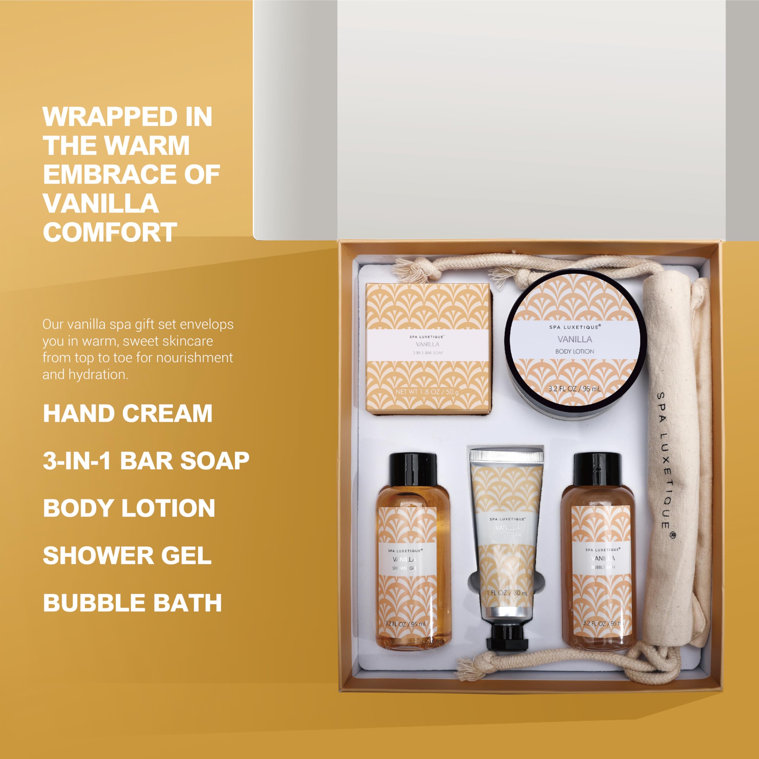 Spa Luxetique Vanilla Bath Gift Set - 6pcs Self-Care Collection