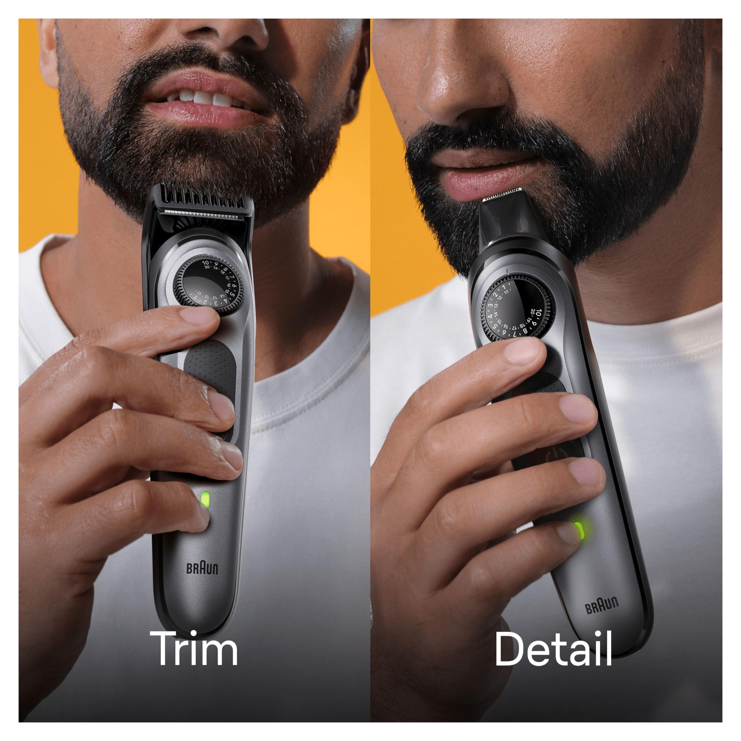 Braun Beard Trimmer Series 5 & Hair Clippers, Beard Trimmer Men Rechargeable, 40 Length Settings, 100-Min Cordless Runtime & Waterproof, BT5440, Silver, Black