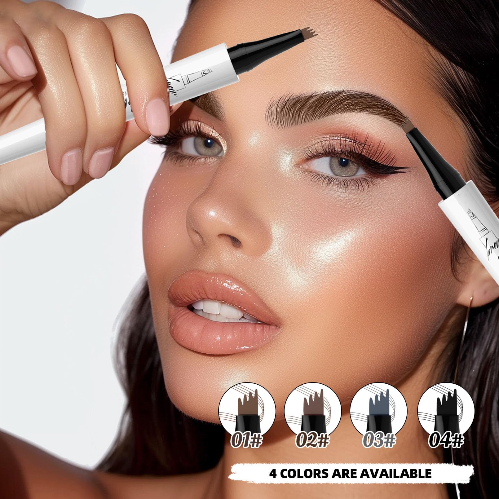4-Tip Microblading Eyebrow Pen - Dark Brown