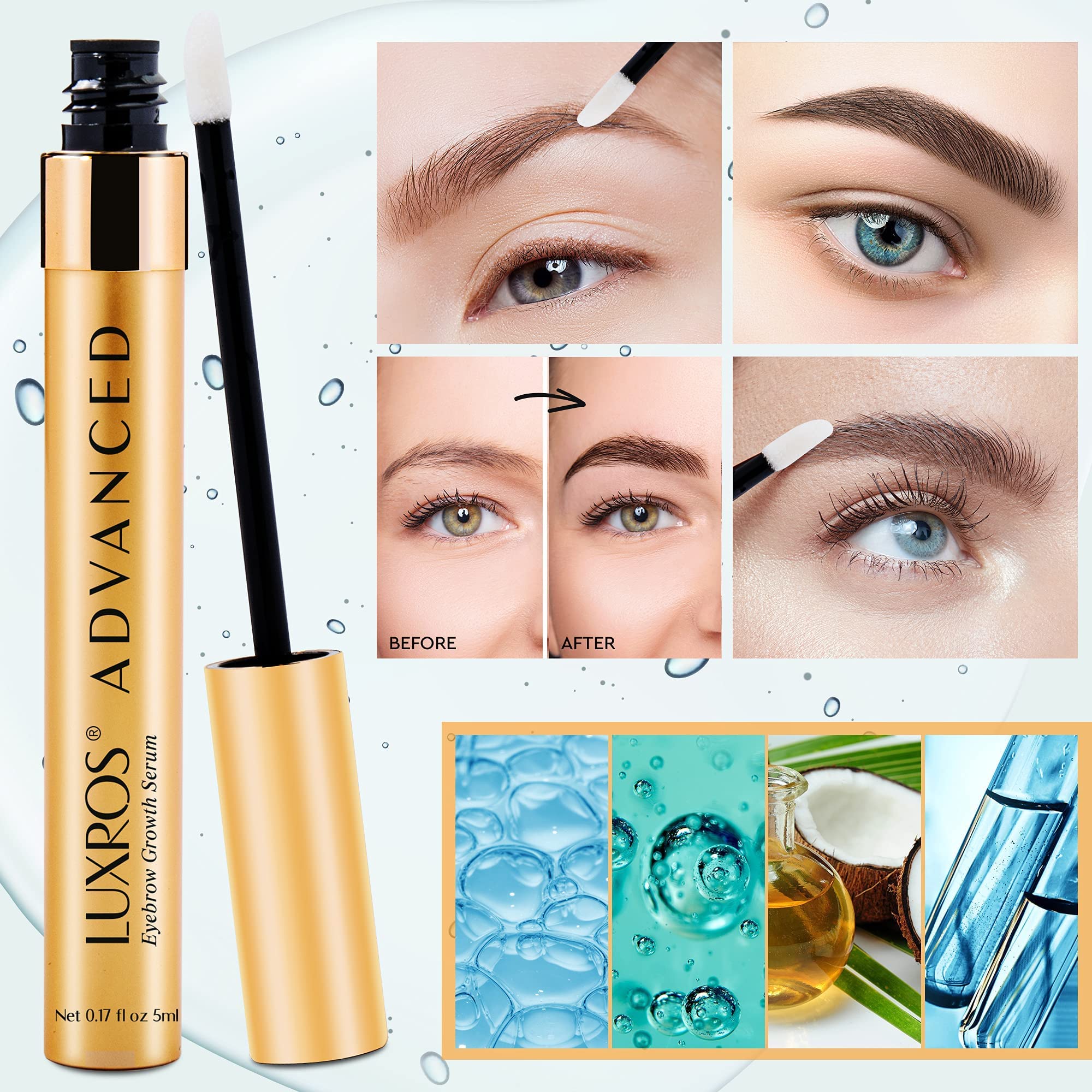 LUXROS Eyebrow Enhancer Serum for Fuller, Thicker Brows