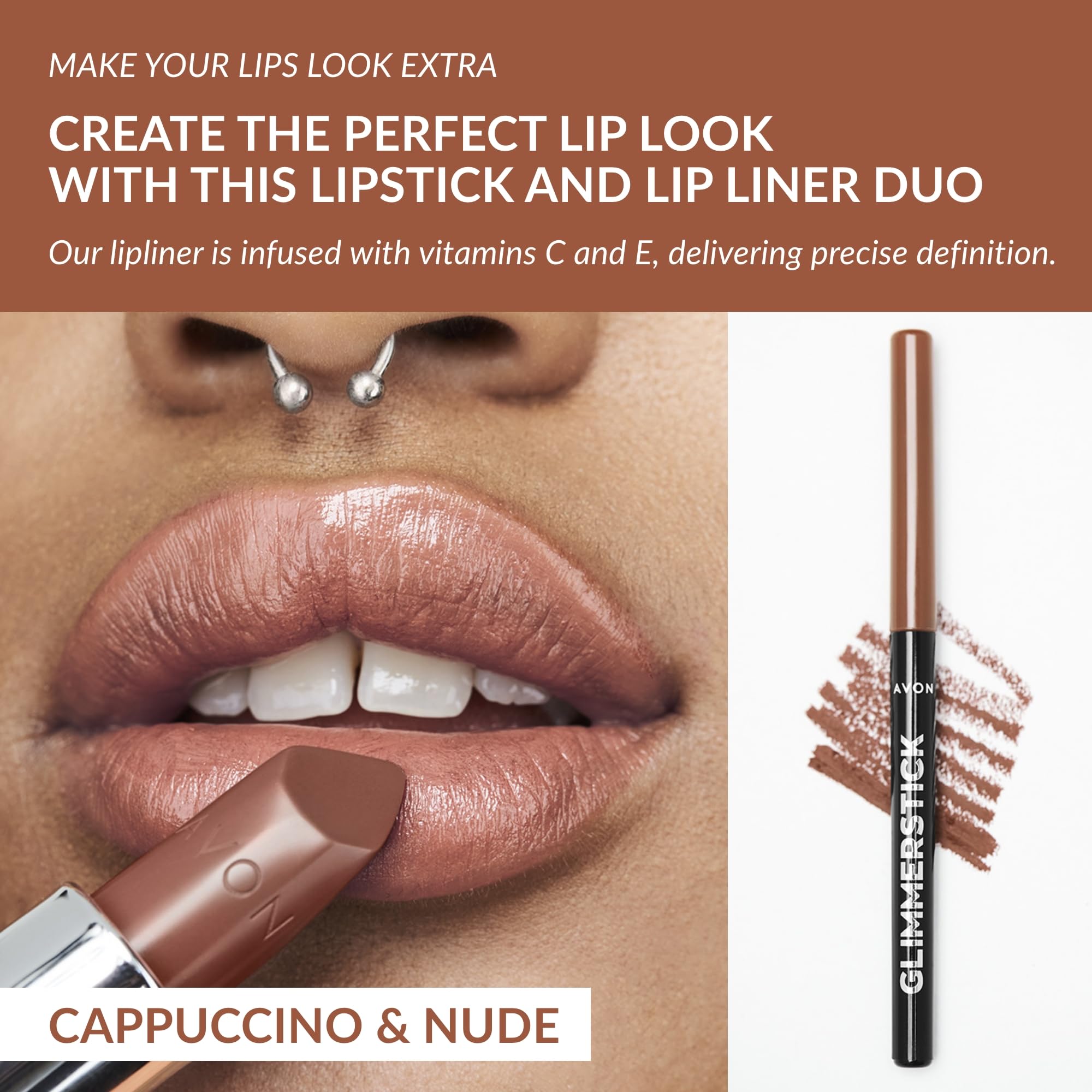 Avon Ultra Duo Lip Kit - Nude Brown