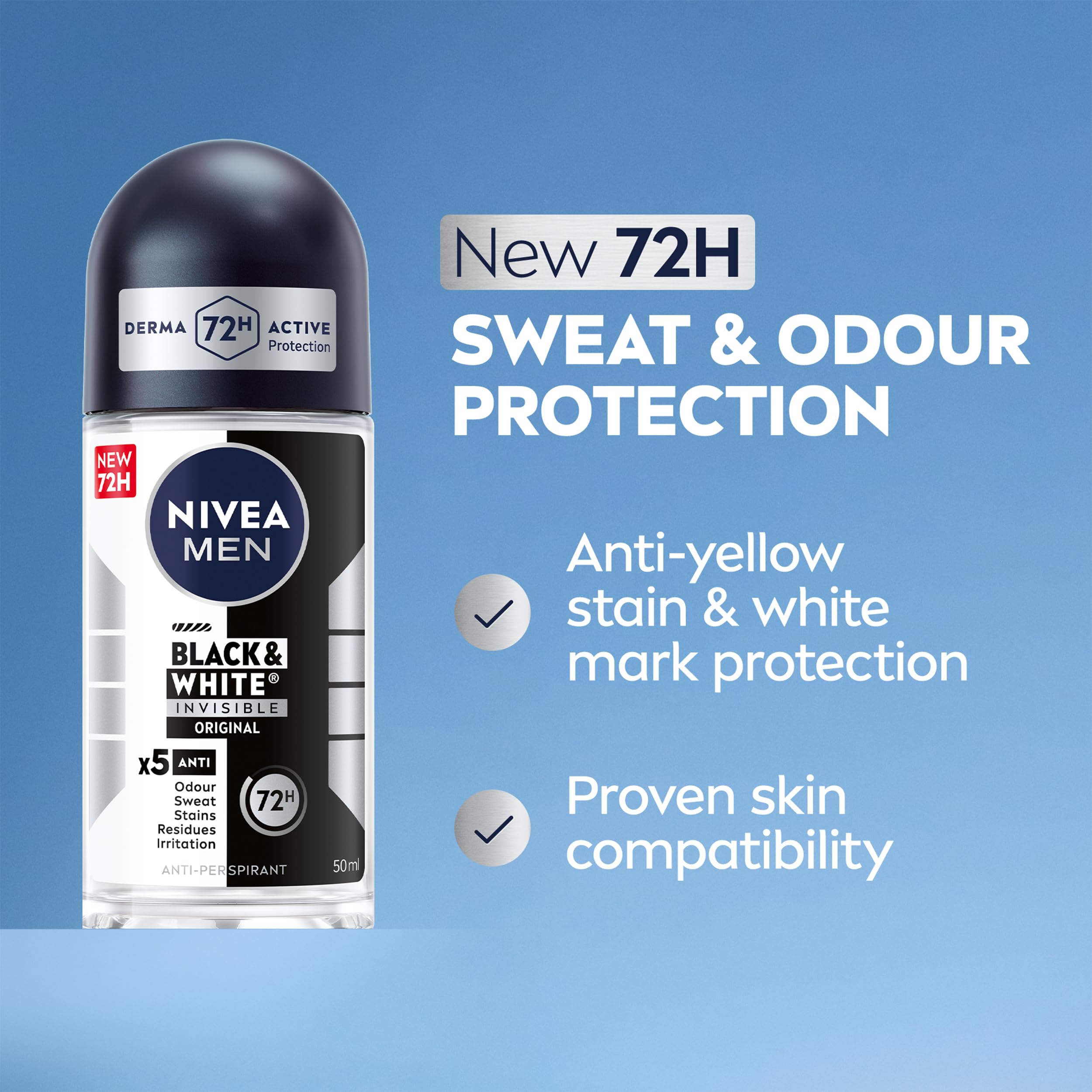 NIVEA MEN Black & White Anti-Perspirant Roll On 50ml