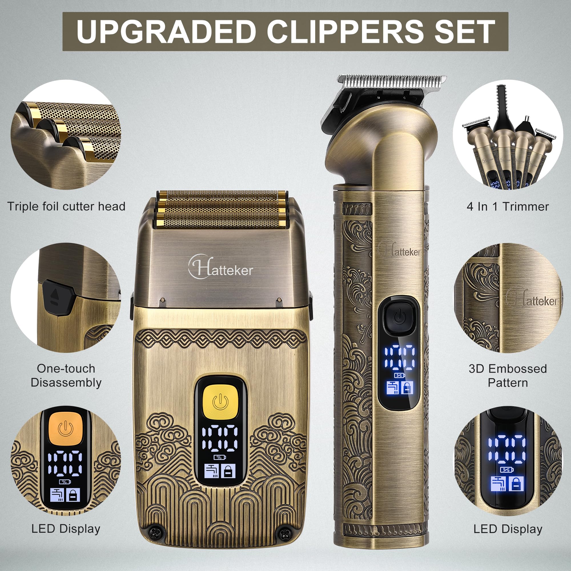 Hatteker Men's Professional Beard & Hair Trimmer Set