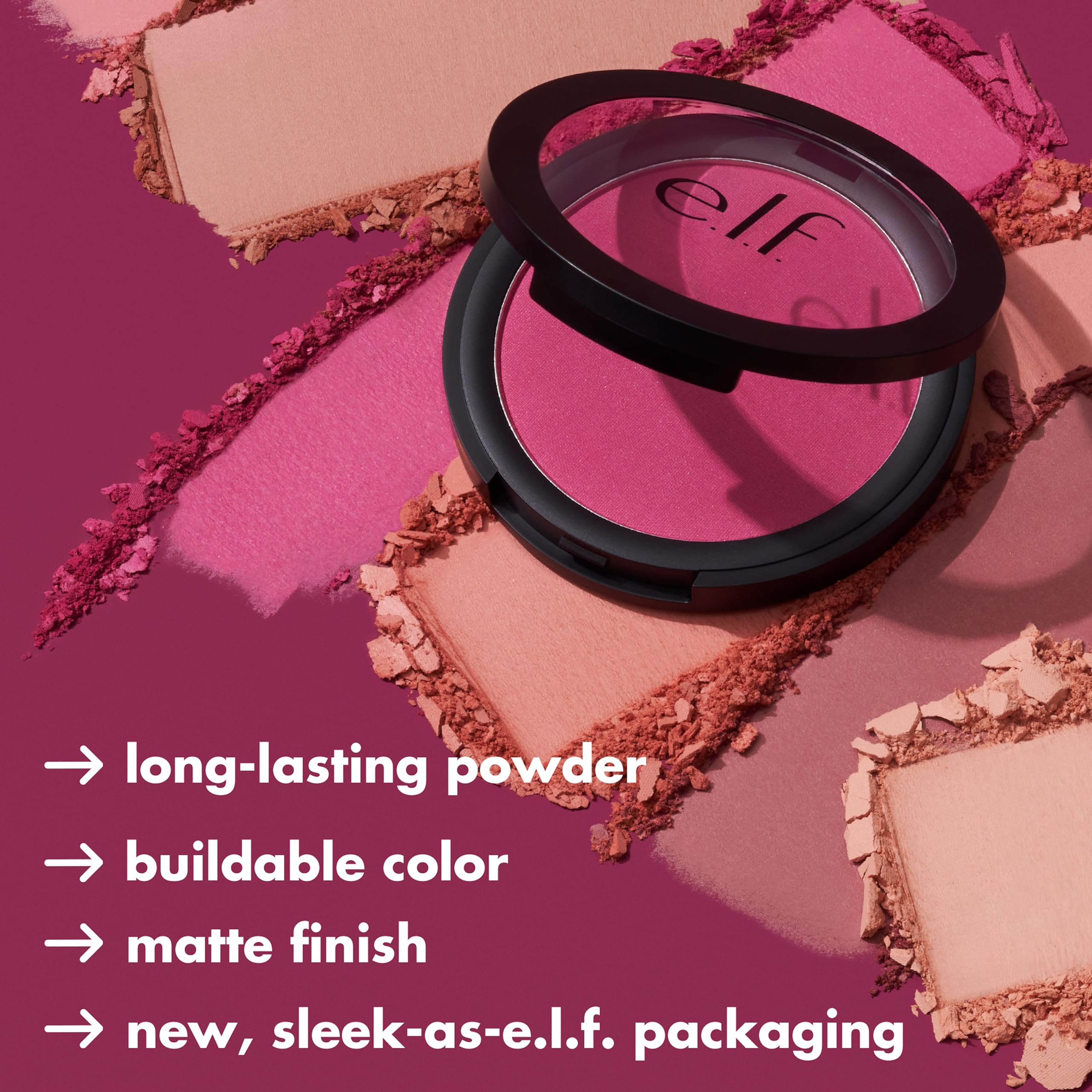 e.l.f. Primer-Infused Blush, Long-Lasting & Budge-Free Makeup, Lightweight Feel & Medium Coverage, Vegan & Cruelty-Free, Always Crushing