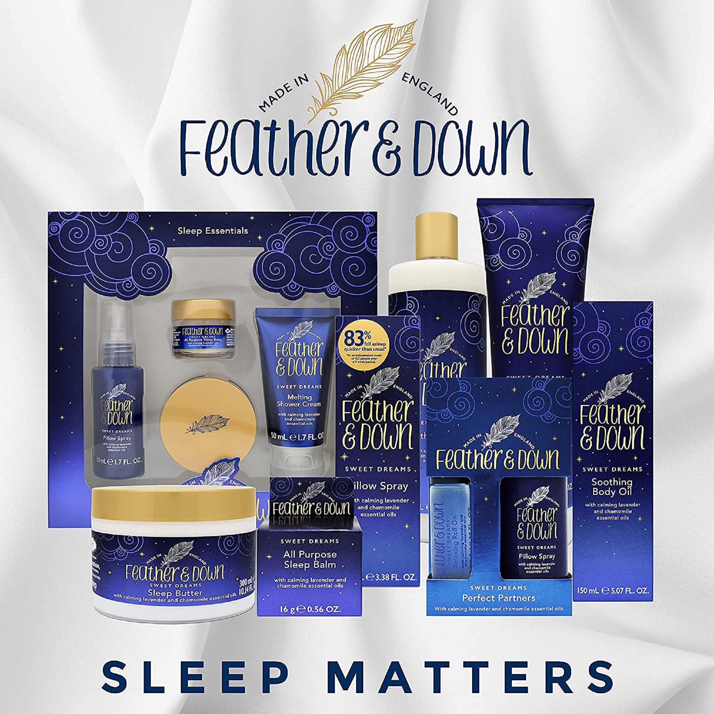 Feather & Down Magnesium Soothing Sleep Butter (300ml) - With Magnesium, Calming Lavender & Chamomile Essential Oils To Aid Sleep. Vegan Friendly & Cruelty Free.