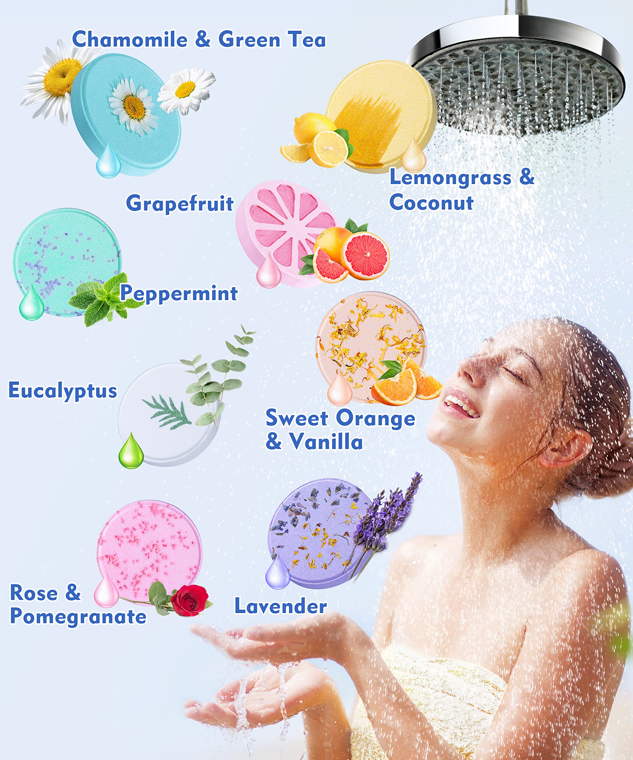 Aofmee Shower Steamers Aromatherapy - Pack of 8 Shower Bombs Gift Set for Women and Men, Shower Tablets with Essential Oils for Relaxation, Pamper Self Care Birthday Gifts for Her/Him, Mum or Wife